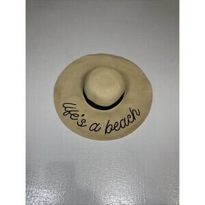 Women's Beige Sand N Sun Wide Brim Floppy Embroidered Packable Hat One Size